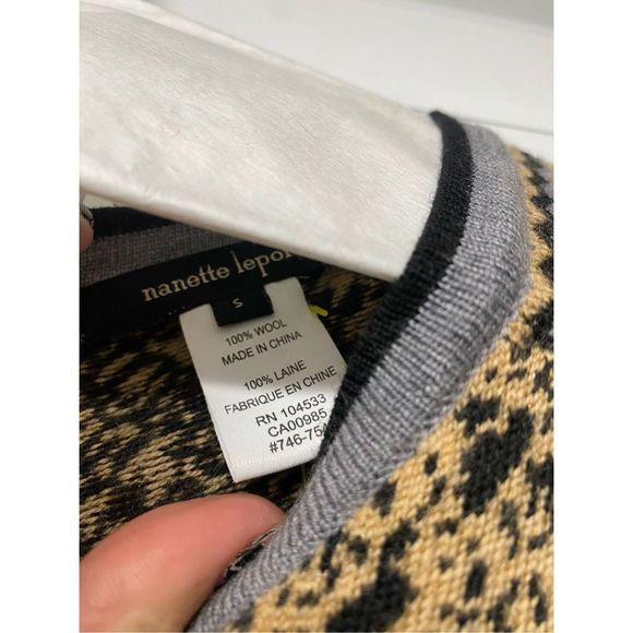 Nanette Lepore Beige Black Tan Printed Sleeveless Knit Dress Size Small - Picture 5 of 9